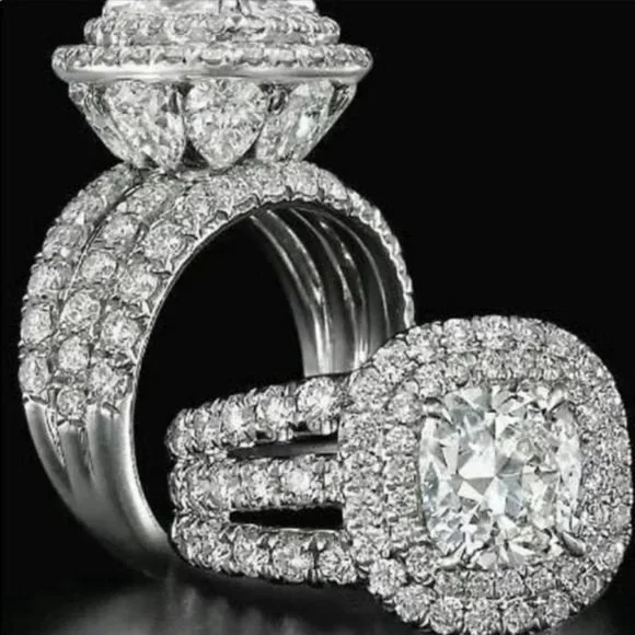 NEW LUXURY ENGAGEMENT 925 STERLING SILVER DIAMOND RING, CUTE RING, SHINY RING. - Picture 6 of 7